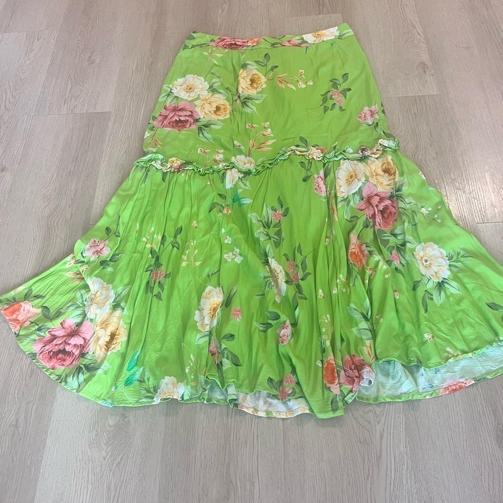 PAPAYA Floral Green Maxi Skirt Size Large - Picture 5 of 13